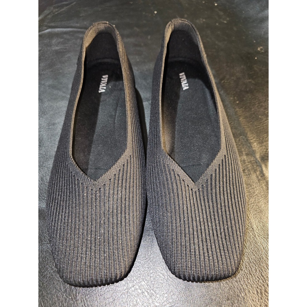 NWOT Vivaia Womens Black Margot 2.0 Square Toe Ballet Flats Shoes 40 9‎ / 9.5